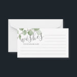 Watercolor Eucalyptus Wedding Advice and Wishes アドバイスカード<br><div class="desc">Celebrate your special day with these beautifully wedding advice and wishes card,  featuring title "wishes" in modern script and decorated with soft watercolor eucalyptus on a white background.

Perfect for wedding,  baby shower,  birthday party,  bridal shower,  bachelorette party and any special occasions.</div>