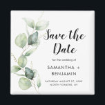 Watercolor Eucalyptus Wedding Save the Date マグネット<br><div class="desc">Cute Botanical Watercolor Eucalyptus Wedding save the date magnet that makes a perfect keepsake for your guests and will be cherished for years. Easily replace the names,  announcement,  date,  and venue to create a one-of-a-kind save the date announcement</div>