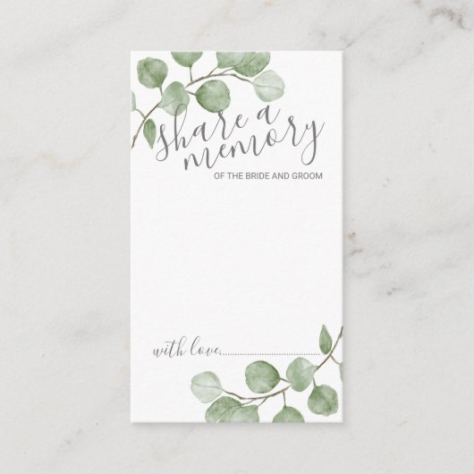 Watercolor Eucalyptus Wedding 'Share a Memory'  アドバイスカード (正面)