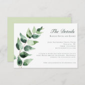 Watercolor Eucalyptus Wedding | White エンクロージャーカード (正面/裏面)