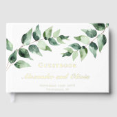 Watercolor Eucalyptus Wedding | White ゲストブック (正面)