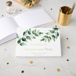 Watercolor Eucalyptus Wedding | White ゲストブック