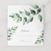 Watercolor Eucalyptus Wedding | White プレイスカード (外部開封)