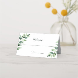 Watercolor Eucalyptus Wedding | White プレイスカード