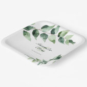 Watercolor Eucalyptus Wedding | White ペーパープレート (傾斜あり)