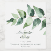 Watercolor Eucalyptus Wedding | White ワインラベル (シングルラベル)
