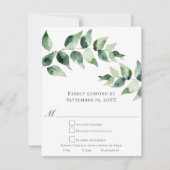 Watercolor Eucalyptus Wedding | White 出欠カード (正面)