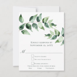Watercolor Eucalyptus Wedding | White 出欠カード