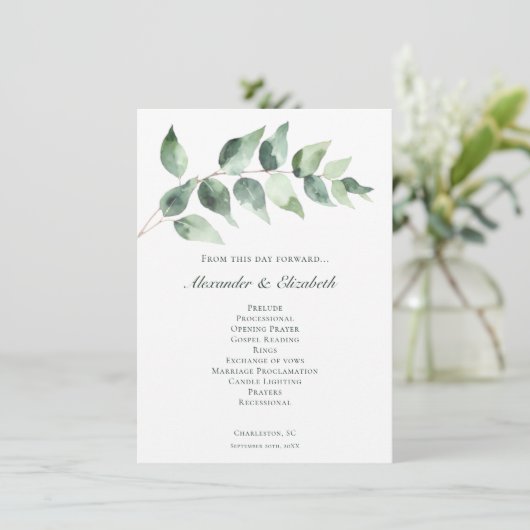 Watercolor Eucalyptus Wedding | White Program (スタンド正面)