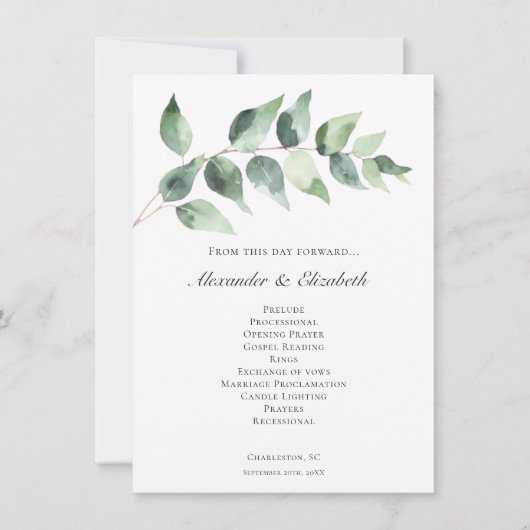 Watercolor Eucalyptus Wedding | White Program (正面)
