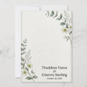 Watercolor Eucalyptus & White Hellebore セーブ 招待状 (裏面)
