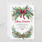 Watercolor Evergreen Christmas Greeting Card 招待状 (正面)