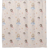 Watercolor Fairy Flowers Peach Whimsical Fairytale シャワーカーテン (正面)