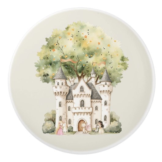 Watercolor Fairytale Princess Whimsical セラミックノブ (正面)