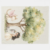 Watercolor Fairytale Princess Whimsical フリースブランケット (正面(横))