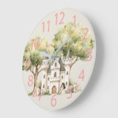 Watercolor Fairytale Princess Whimsical ラージ壁時計 (傾斜)