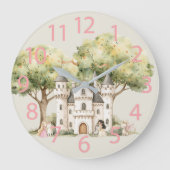 Watercolor Fairytale Princess Whimsical ラージ壁時計 (正面)