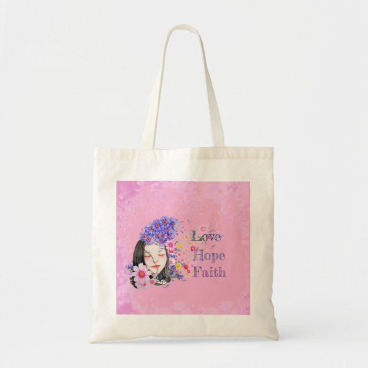 watercolor faith hope love tote bag トートバッグ (正面)