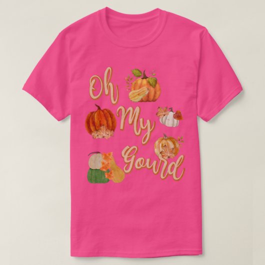 Watercolor Fall Autumn Leaves PumpkinsOh My Gourd Tシャツ (デザイン正面)
