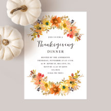 Watercolor Fall Floral Thanksgiving Dinner