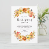 Watercolor Fall Floral Thanksgiving Dinner 招待状 (スタンド正面)