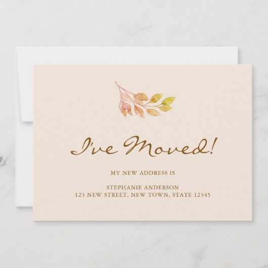 Watercolor Fall Foliage I've Moved Moving 案内状 (正面)