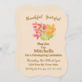 Watercolor Fall Leaves Berries Friendsgiving  招待状 (正面/裏面)