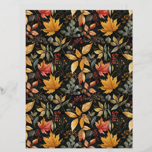 watercolor fall pattern scrapbook paper (正面/裏面)