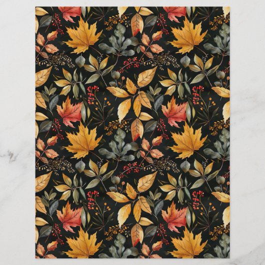 watercolor fall pattern scrapbook paper (正面)