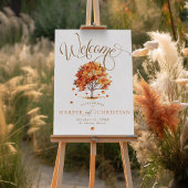 Watercolor Fall Tree Calligraphy Wedding Welcome ポスター