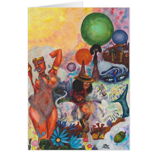 Watercolor Fantasy Eros rides white Lioness Woman (正面)