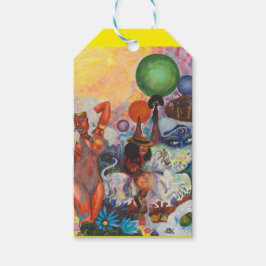 Watercolor Fantasy Eros rides white Lioness Woman ギフトタグ