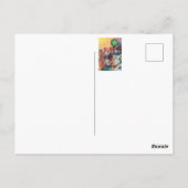 Watercolor Fantasy Eros rides white Lioness Woman ポストカード (裏面)