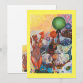 Watercolor Fantasy Eros rides white Lioness Woman 招待状 (正面/裏面)