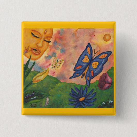 watercolor fantasy illustration woman goddess life 缶バッジ (正面)