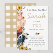 Watercolor Farm Invitation for Birthday Party Barn 招待状 (正面/裏面)