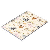 Watercolor Farm Scene Seamless Pattern ノートブック (左側)