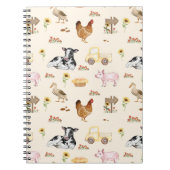 Watercolor Farm Scene Seamless Pattern ノートブック (正面)