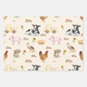 Watercolor Farm Scene Seamless Pattern ラッピングペーパーシート (正面3)