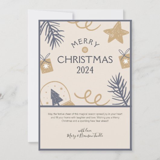 Watercolor Farmhouse "Merry Christmas 2024" シーズンカード (正面)