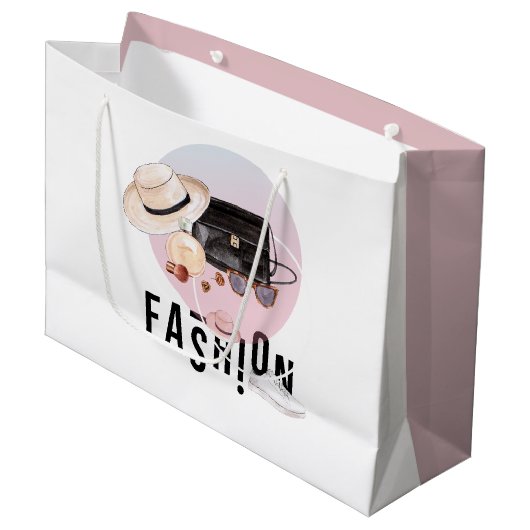 Watercolor Fashionロゴ ラージペーパーバッグ (正面アングル)