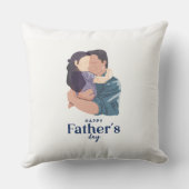 Watercolor Father Daughter Embrace Illustration クッション (裏面)