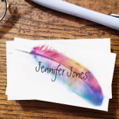 watercolor feather art custom business card 名刺
