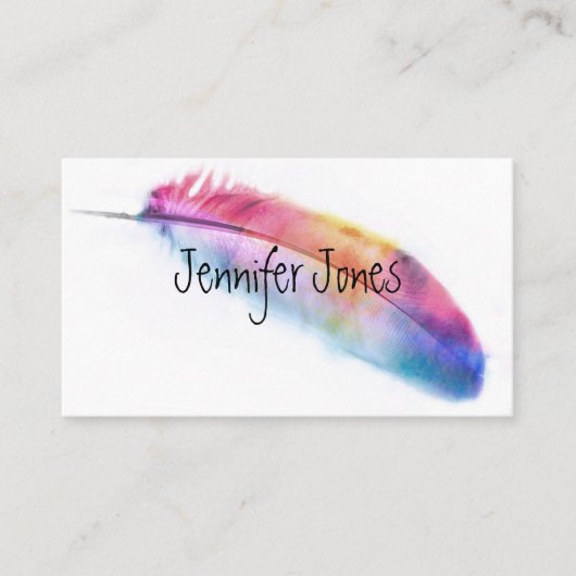 watercolor feather art custom business card 名刺 (正面)