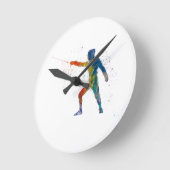watercolor fencing ラウンド壁時計 (傾斜)