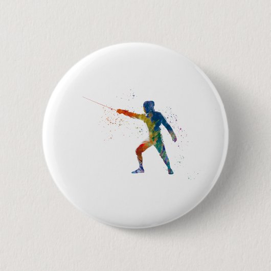 watercolor fencing 缶バッジ (正面)