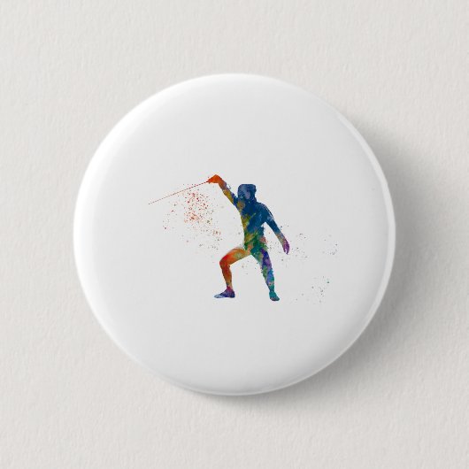 watercolor fencing 缶バッジ (正面)