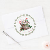 Watercolor Festive Christmas Holiday Mug Candy ラウンドシール (封筒)