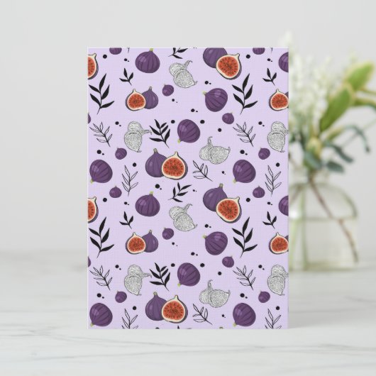 Watercolor Figs And Leaves Seamless Pattern 招待状 (スタンド正面)