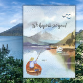 Watercolor Fishing at the Lake 50th Birthday Party 案内状